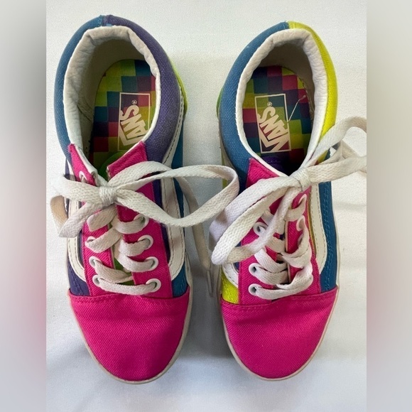 Girls VANS off the wall neon and white. Gently worn size 1. - Picture 5 of 6